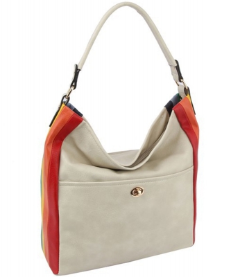 Rainbow Women Hobo Clutch Handbbag LSD151 BEIGE